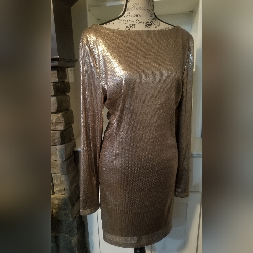 Kardashian Kollection Gold Sequin Dress